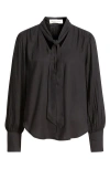 Cloth & Stone Tie Neck Top In Black