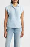 Cloth & Stone Trim Chambray Shirt In Blue
