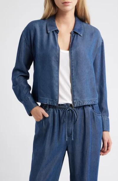 Cloth & Stone Zip Front Shacket In Blue