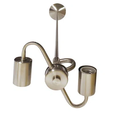 Cloth & Wire Brushed Nickel Pendant Light Fixture For 2 Lights With Fabric Cord For Home Lightning