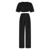Clothes By Locker Room Black Crop Top & Slacks Co-ord Set In Black