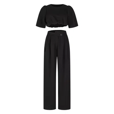 Clothes By Locker Room Black Crop Top & Slacks Co-ord Set