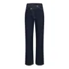 Clothes By Locker Room Blue Asymmetric Closure Wide-leg Jeans In Blue