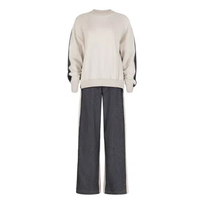 Clothes By Locker Room Blue / Brown Color-block Two-piece Co-ord Set In Blue/brown
