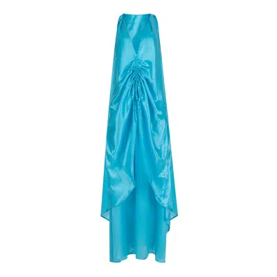 Clothes By Locker Room Blue Ruched Silk-blend Two-piece Co-ord Set