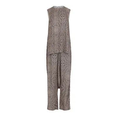 Clothes By Locker Room Brown Beige Abstract Print Two-piece Co-ord Set