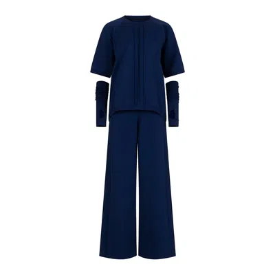 Clothes By Locker Room Navy Blue Three-piece Set