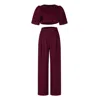 Clothes By Locker Room Red Burgundy Crop Top & Slacks Co-ord Set In Red