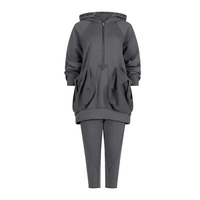 Clothes By Locker Room Steel Grey Zip Hoodie & Jogger Set In Gray