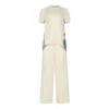 Clothes By Locker Room White Patterned-back Puff-sleeve Co-ord Set