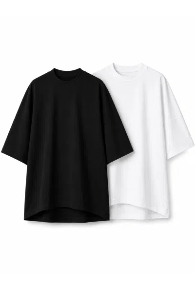 Clothes By Locker Room Women's Black / White Oversized Essential T-shirt Set – Black & White