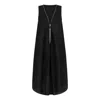 Clothes By Locker Room Women's Linen Little Black Dress With A Zipper On The Back In Blue