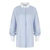 Clothes By Locker Room Women's Blue Striped Color-block Shirt In Blue