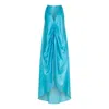 Clothes By Locker Room Blue Ruched Silk-blend Two-piece Co-ord Set In Blue