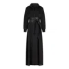 Clothes By Locker Room Women's Elegant Maxi Black Shirt Dress With Vegan Leather Belt In Black