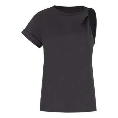Clothes By Locker Room Women's Grey Charcoal Twist-shoulder Top