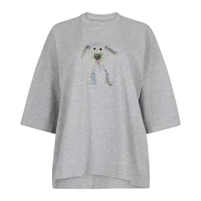 Clothes By Locker Room Women's Grey Oversized Graphic T-shirt In Gray