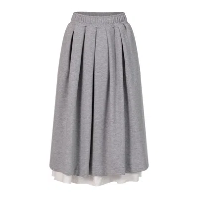 Clothes By Locker Room Women's Grey Pleated Midi Skirt In Gray