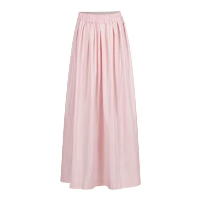 Clothes By Locker Room Women's High-waisted Baby Pink Maxi Skirt With Elastic Waistband