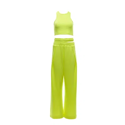 Clothes By Locker Room Women's Neon Green Three-piece Sweatsuit Set