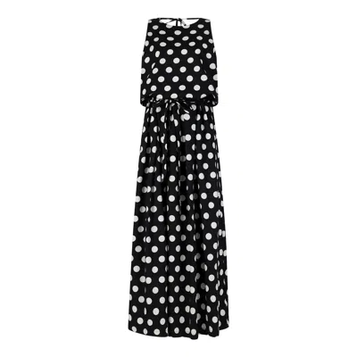 Clothes By Locker Room Women's Open-back Polka Dot Maxi Dress In Black