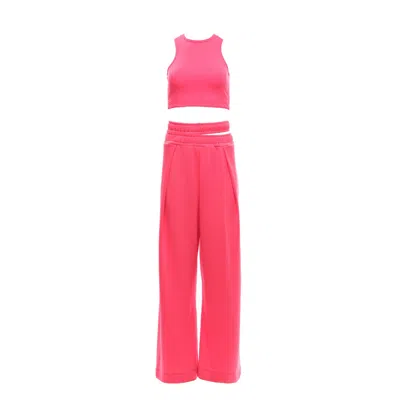 Clothes By Locker Room Pink / Purple Neon Pink Three-piece Sweatsuit Set In Pink/purple