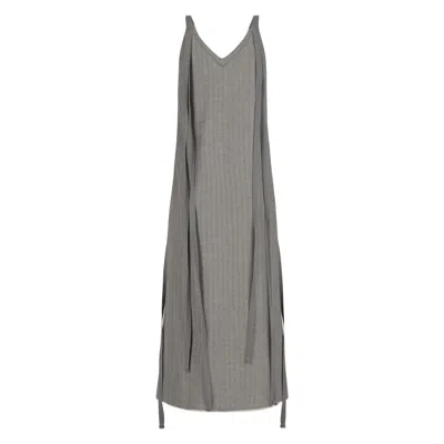 Clothes By Locker Room Women's Tie-detailed Grey Midi Dress