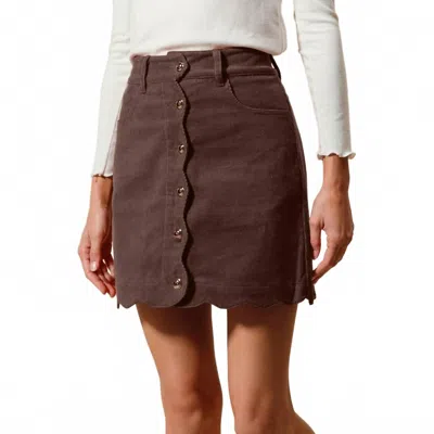 Clothing By Ive Scallop Buttoned Front Corduroy Mini Skirt In Mocha In Brown
