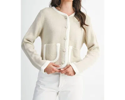 Clothing By Ive Stylish Knit Cardigan With Pocket Detail In Light Taupe / Ivory In White