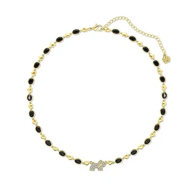 Cloud Haven Women's Black / Gold  Crystal Logo Necklace Black