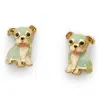 Cloud Haven Women's Blue / Gold  Turquoise Bulldog Stud Earrings Gold