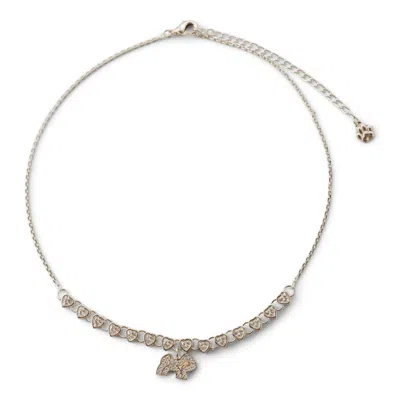 Cloud Haven Women's  Cz Heart Logo Pendant Necklace Silver