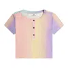 Cloud Haven Women's  Dainty Rainbow Tee With Logo Buttons