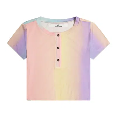 Cloud Haven Women's  Dainty Rainbow Tee With Logo Buttons
