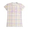 Cloud Haven Women's  Fitted Signature Print Tee In Pink Plaid