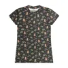 Cloud Haven Women's  Fitted Signature Print Tee In Soft Black Floral