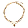 Cloud Haven Women's  Layered Heart Necklace Gold