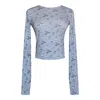 Cloud Haven Women's  Long Sleeve Dog Ditsy Printed Tee In Sky Blue In Blue