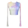 Cloud Haven Women's  Long Sleeve Logo Tee Rainbow In Pink