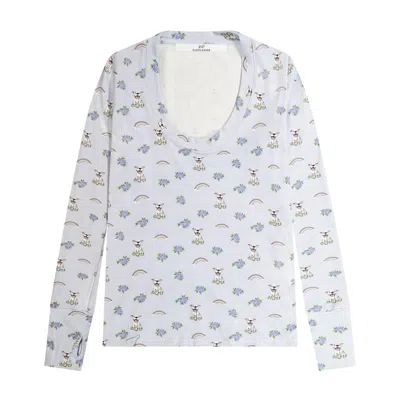 Cloud Haven Women's  Long Sleeve Scoop Neck Tee In Sky Blue