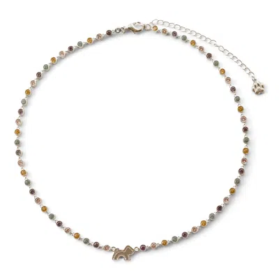 Cloud Haven Women's  Mini Multicolor Cz Logo Pendant Necklace Silver