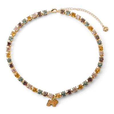 Cloud Haven Women's  Multicolor Cz Logo Pendant Necklace Gold