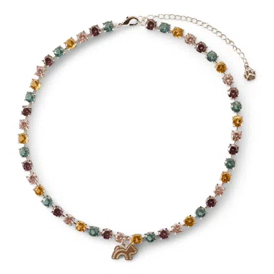 Cloud Haven Women's  Multicolor Cz Logo Pendant Necklace Silver