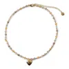 Cloud Haven Women's  Multicolor Engraved Heart Pendant Necklace Gold