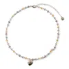 Cloud Haven Women's  Multicolor Engraved Heart Pendant Necklace Silver