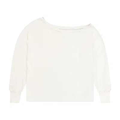 Cloud Haven Women's  Off The Shoulder Relaxed Logo Tee In White