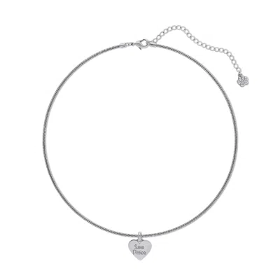 Cloud Haven Women's Gentle Soul Heart Tag Necklace Silver