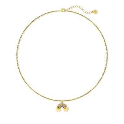 Cloud Haven Women's Gold  Rainbow Pendant Necklace