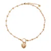 Cloud Haven Women's Gold  Studded Heart Clasp Necklace