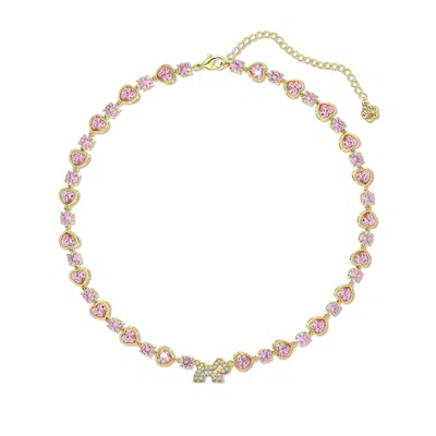 Cloud Haven Women's Gold / Pink  Heart Crystal Logo Necklace Pink